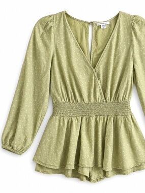 American Eagle Green Flowy Smock Waist Romper Size M